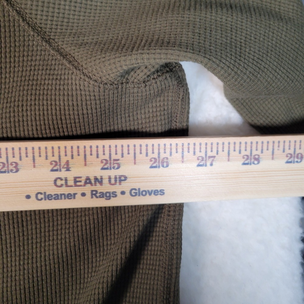 Eddie Bauer Thermal Henley Mens 2XL Dark Fatigue Green Waffle‎ Knit Long Sleeve - Picture 9 of 14